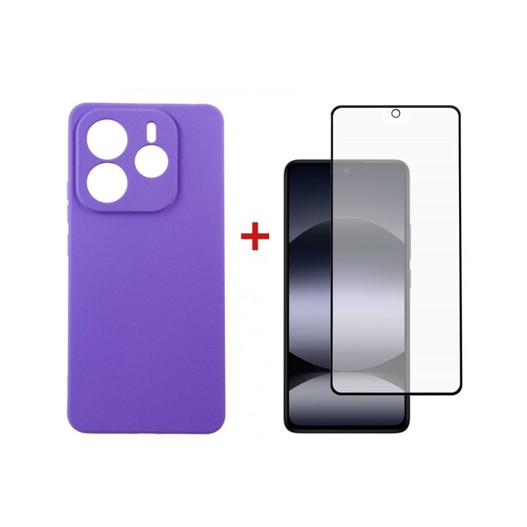 Чохол до мобільного телефона Dengos Kit Xiaomi Redmi Note 14 case Carbon + glass (Purple) (DG-KM-129) - фото 1