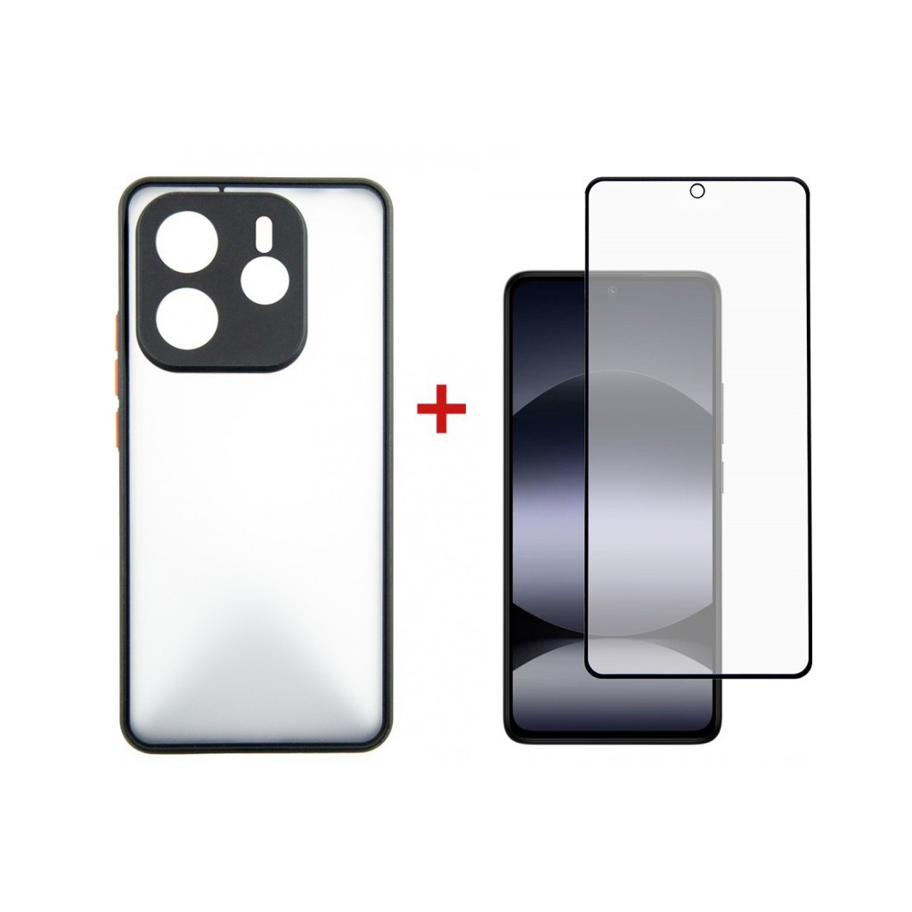 Чохол до мобільного телефона Dengos Kit Xiaomi Redmi Note 14 5G case Matte + glass (Black) (DG-KM-127) - фото 1