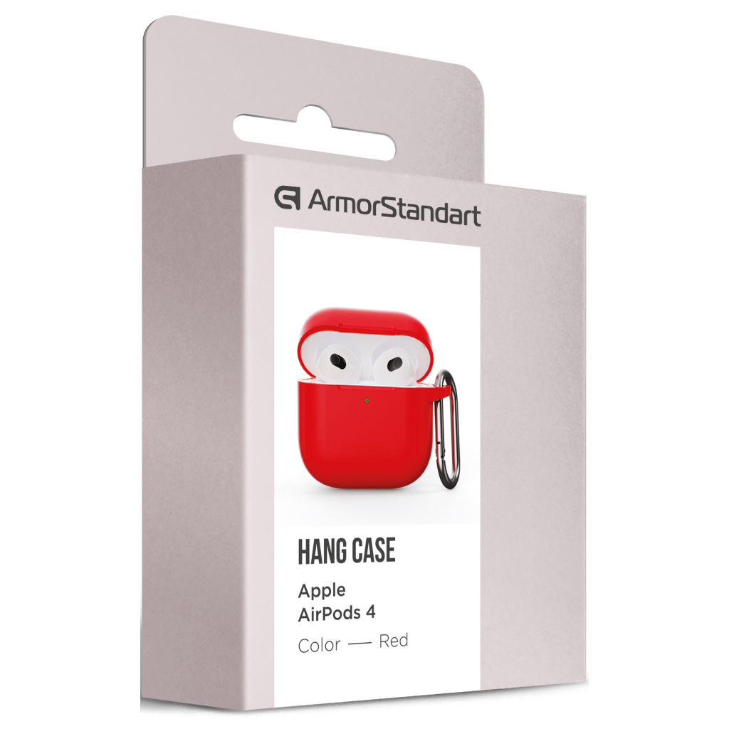 Чохол для навушників Armorstandart Hang Case для Apple AirPods 4 Red (ARM81293) - фото 3 Чохол для навушників Armorstandart Hang Case для Apple AirPods 4 Red (ARM81293) - фото 3