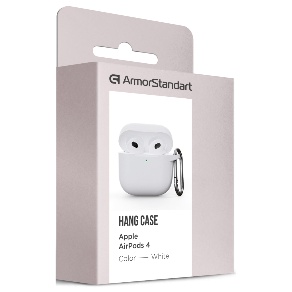 Чохол для навушників Armorstandart Hang Case для Apple AirPods 4 White (ARM81295) - фото 3 Чохол для навушників Armorstandart Hang Case для Apple AirPods 4 White (ARM81295) - фото 3