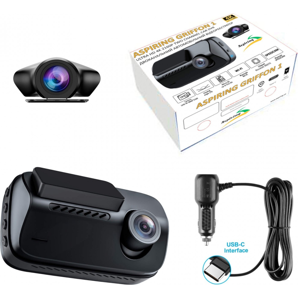 Відеореєстратор Aspiring Griffon 1 Dual 4K Speedcam Wi-Fi GPS (Aspiring Griffon 1 Dual, 4K, Speedcam, Wi-Fi, GPS) - фото 10 Відеореєстратор Aspiring Griffon 1 Dual 4K Speedcam Wi-Fi GPS (Aspiring Griffon 1 Dual, 4K, Speedcam, Wi-Fi, GPS) - фото 10