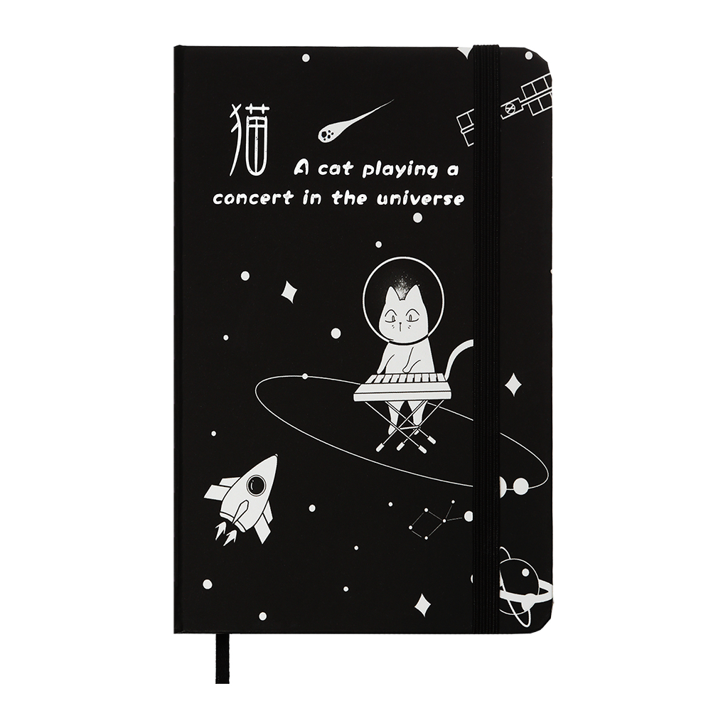 Книга записна ZiBi Cosmo A6 в клітинку тверда обкладинка на гумці 80 аркушів, чорна (ZB.116102)