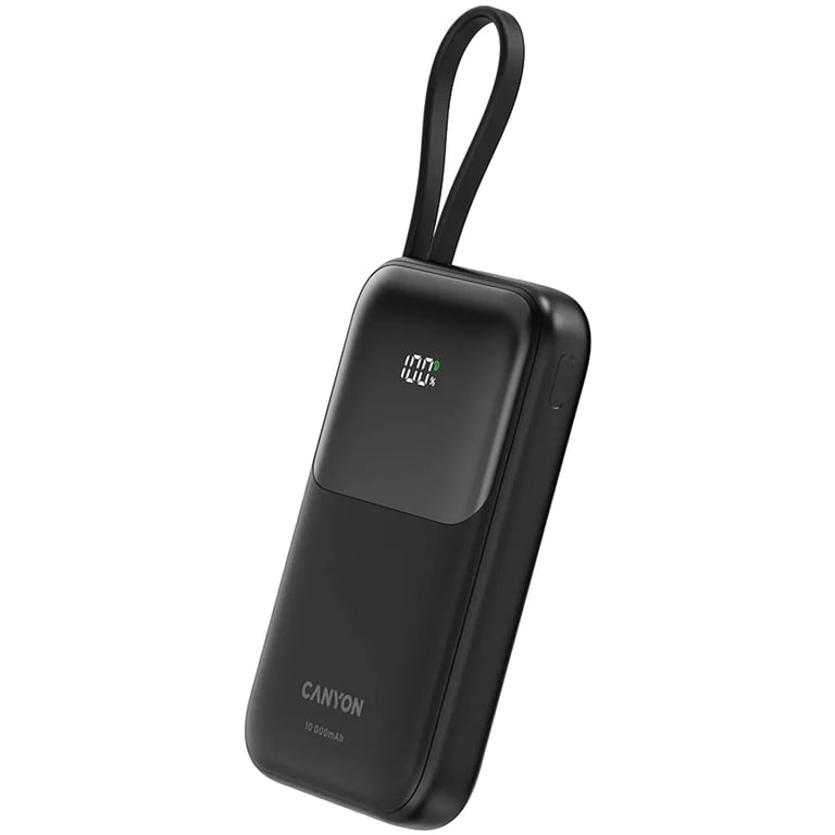 Батарея універсальна Canyon 10000mAh OnPower 101 PD/22.5W built-in cable Black (CNS-CPB101BK) - фото 2