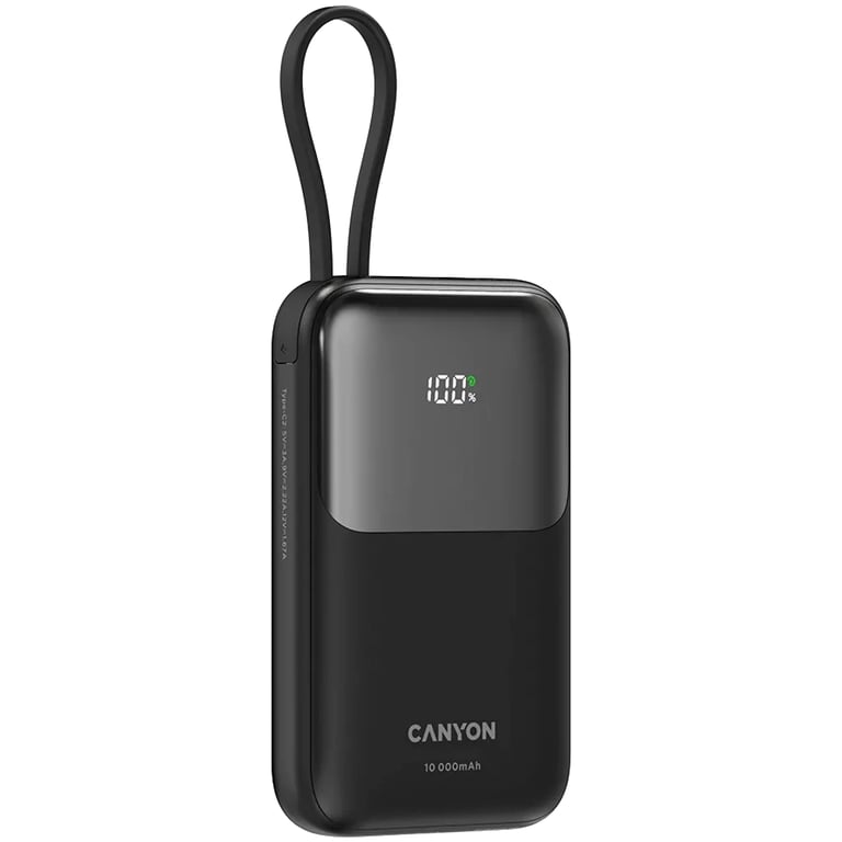 Батарея універсальна Canyon 10000mAh OnPower 101 PD/22.5W built-in cable Black (CNS-CPB101BK) - фото 3
