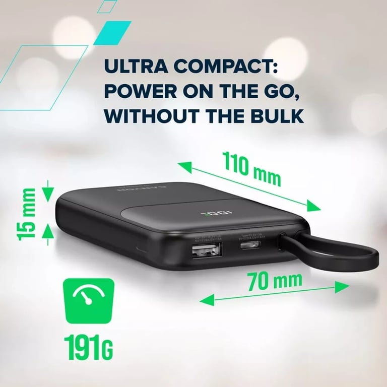 Батарея універсальна Canyon 10000mAh OnPower 101 PD/22.5W built-in cable Black (CNS-CPB101BK) - фото 7