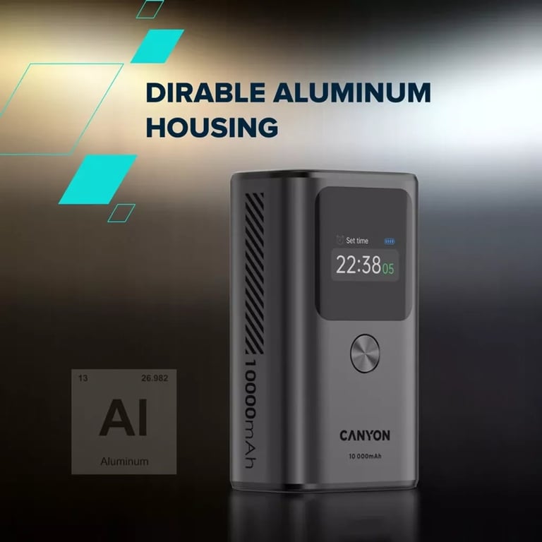 Батарея універсальна Canyon 10000mAh OnPower 130 TFT PD/30W Dark Grey (CNS-CPB130DG) - фото 5