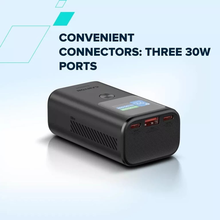 Батарея універсальна Canyon 10000mAh OnPower 130 TFT PD/30W Dark Grey (CNS-CPB130DG) - фото 6