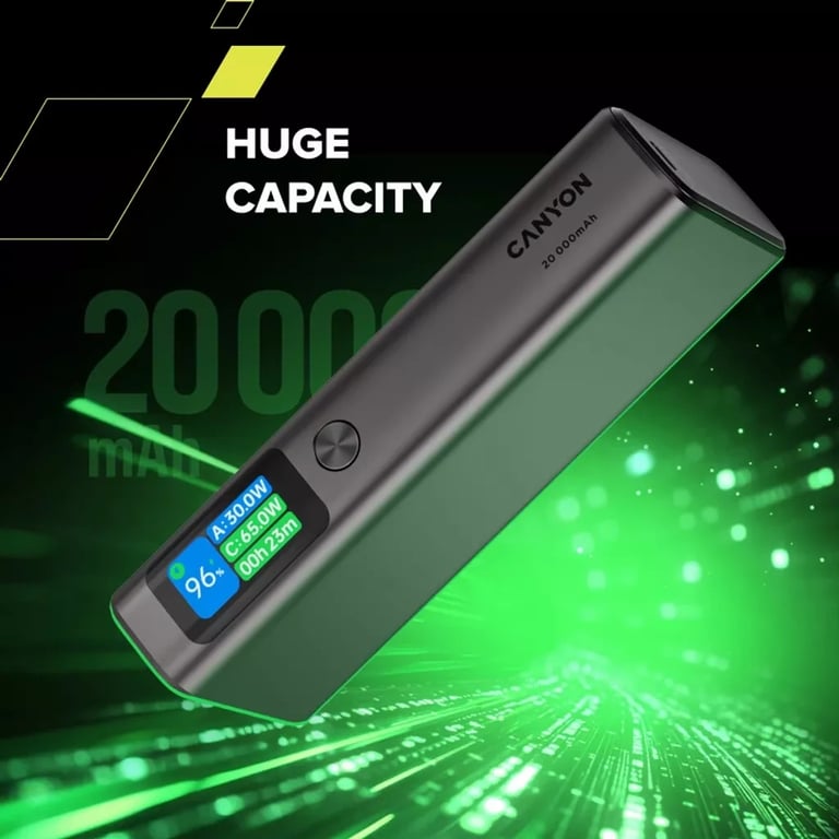 Батарея універсальна Canyon 20000mAh OnPower 230 TFT PD/130W Dark Grey (CNS-CPB230DG) - фото 4
