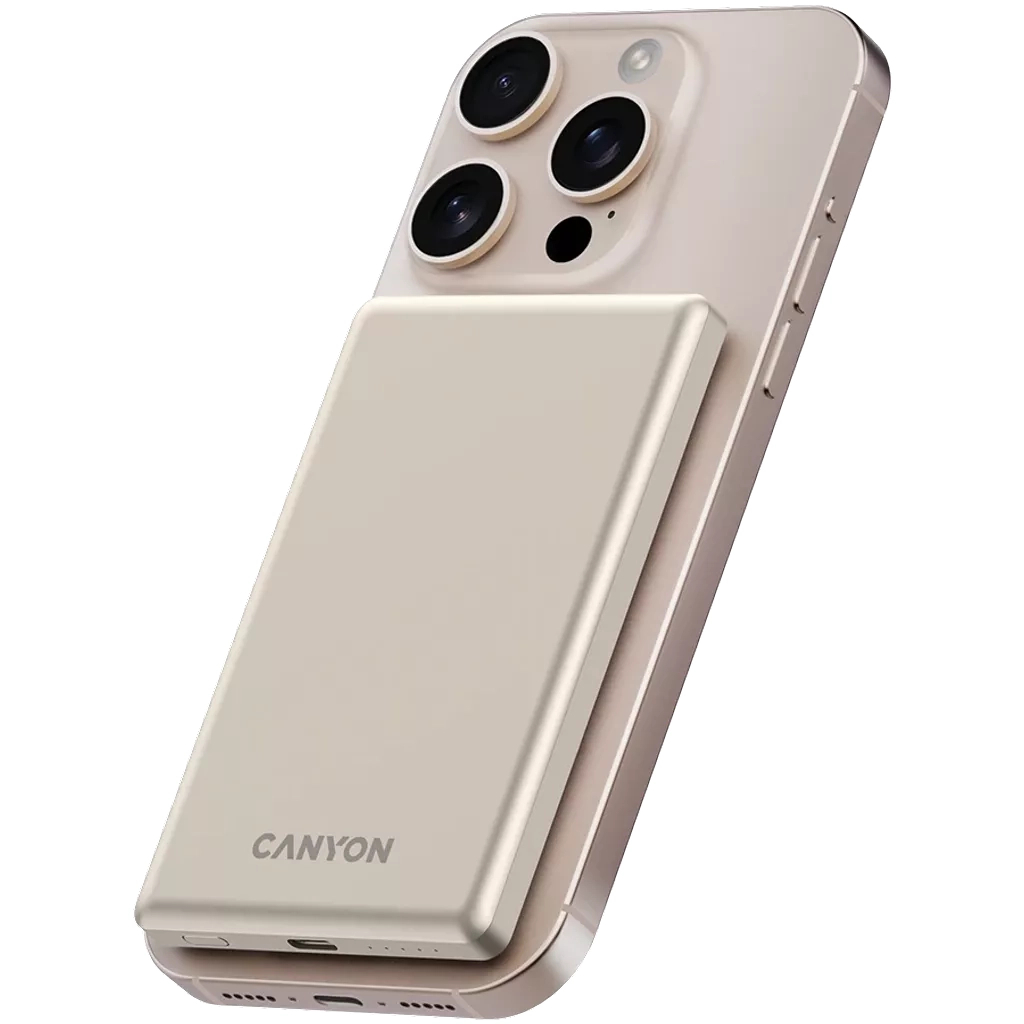 Батарея універсальна Canyon 5000mAh OnPower 505 slim Magsafe PD/20W Beige (CNS-CPB505BE) - фото 6 Батарея універсальна Canyon 5000mAh OnPower 505 slim Magsafe PD/20W Beige (CNS-CPB505BE) - фото 6