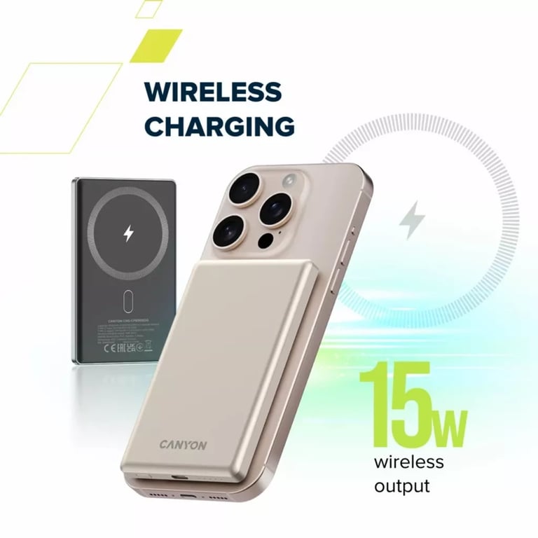 Батарея універсальна Canyon 5000mAh OnPower 505 slim Magsafe PD/20W Dark Grey (CNS-CPB505DG) - фото 7