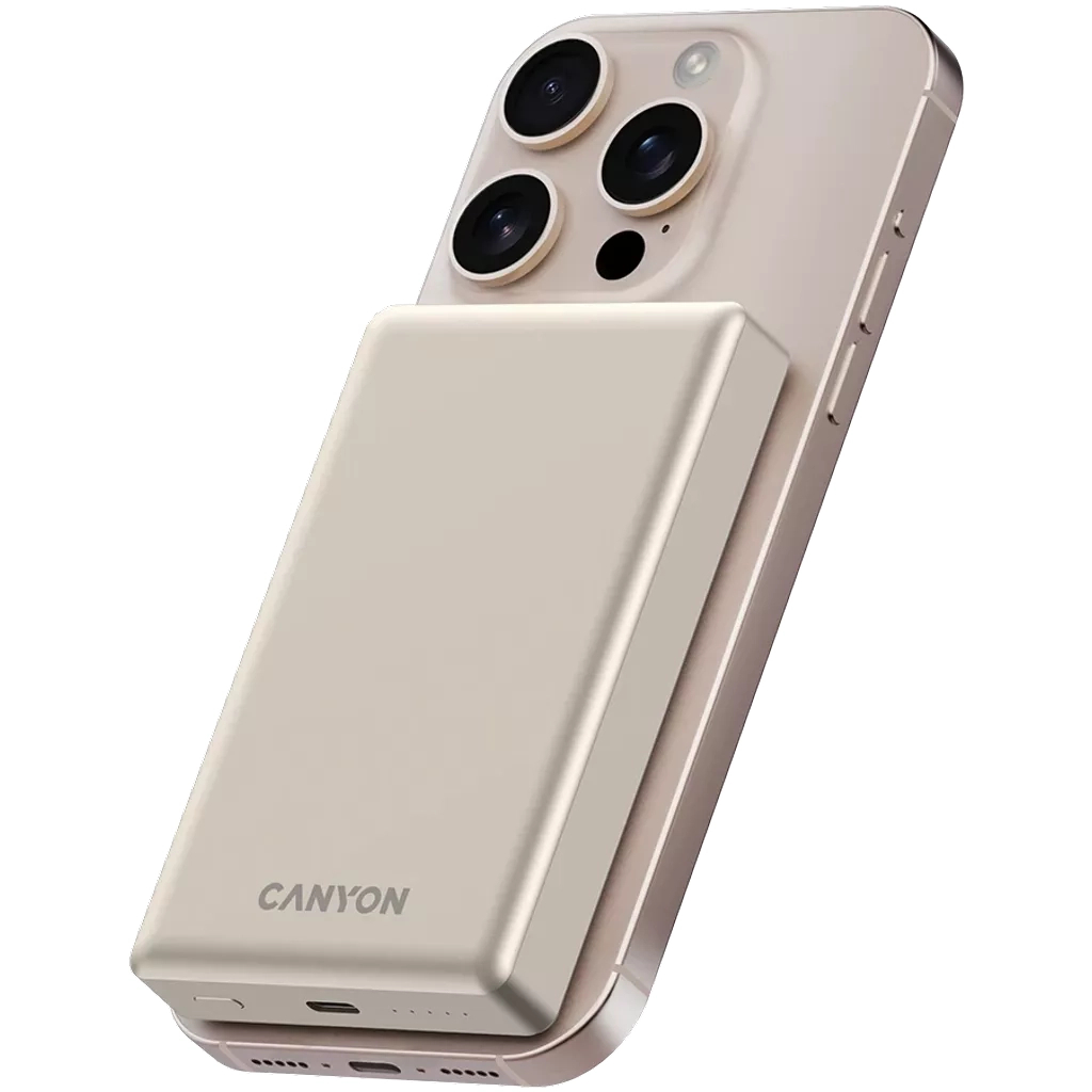 Батарея універсальна Canyon 10000mAh OnPower 510 slim Magsafe PD/20W Beige (CNS-CPB510BE) - фото 6 Батарея універсальна Canyon 10000mAh OnPower 510 slim Magsafe PD/20W Beige (CNS-CPB510BE) - фото 6