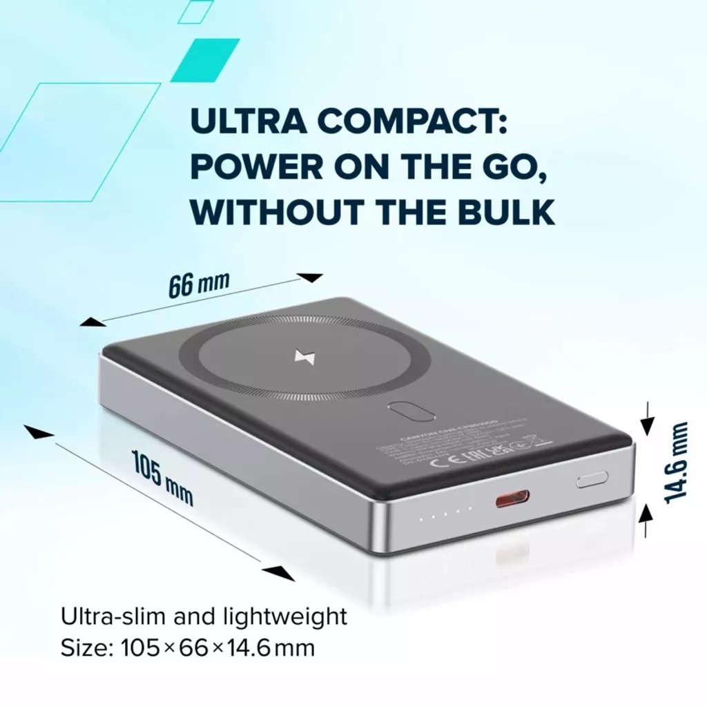 Батарея універсальна Canyon 10000mAh OnPower 510 slim Magsafe PD/20W Beige (CNS-CPB510BE) - фото 9 Батарея універсальна Canyon 10000mAh OnPower 510 slim Magsafe PD/20W Beige (CNS-CPB510BE) - фото 9