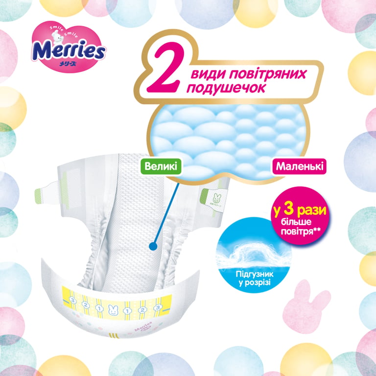 Підгузки Merries розмір M (6-11 кг) 56 шт (4901301418999) - фото 7