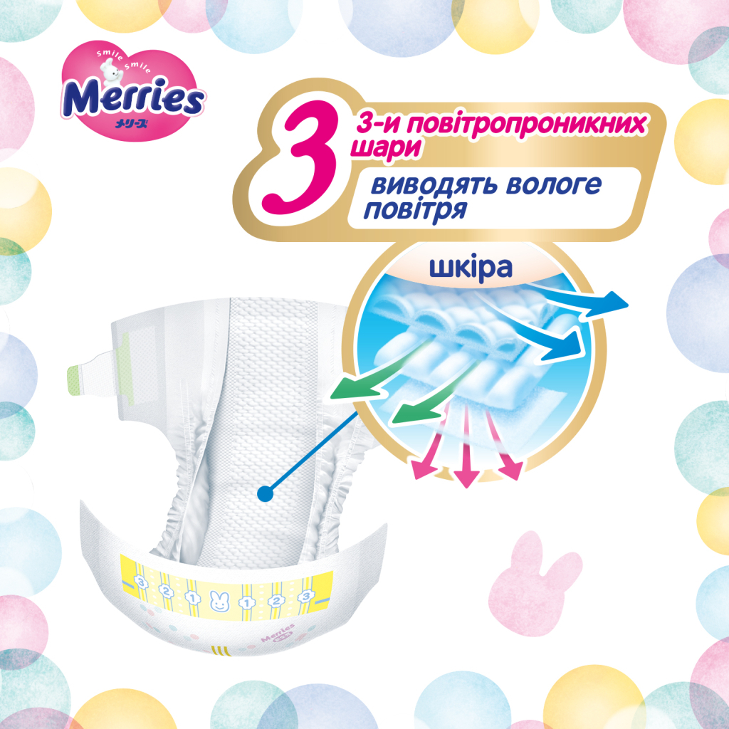 Підгузки Merries розмір M (6-11 кг) 56 шт (4901301418999) - фото 8 Підгузки Merries розмір M (6-11 кг) 56 шт (4901301418999) - фото 8