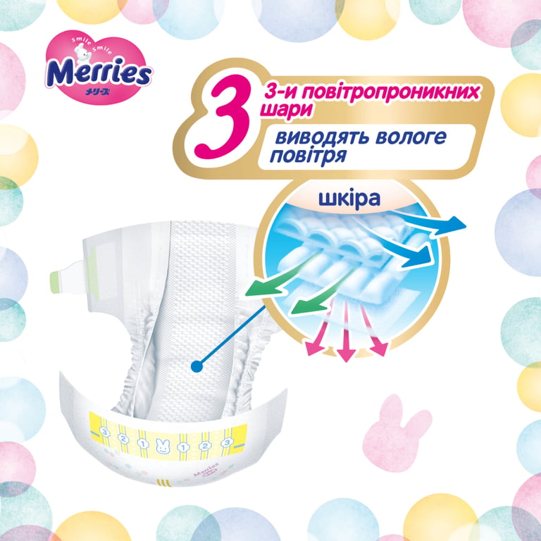 Підгузки Merries розмір M (6-11 кг) 56 шт (4901301418999) - фото 8
