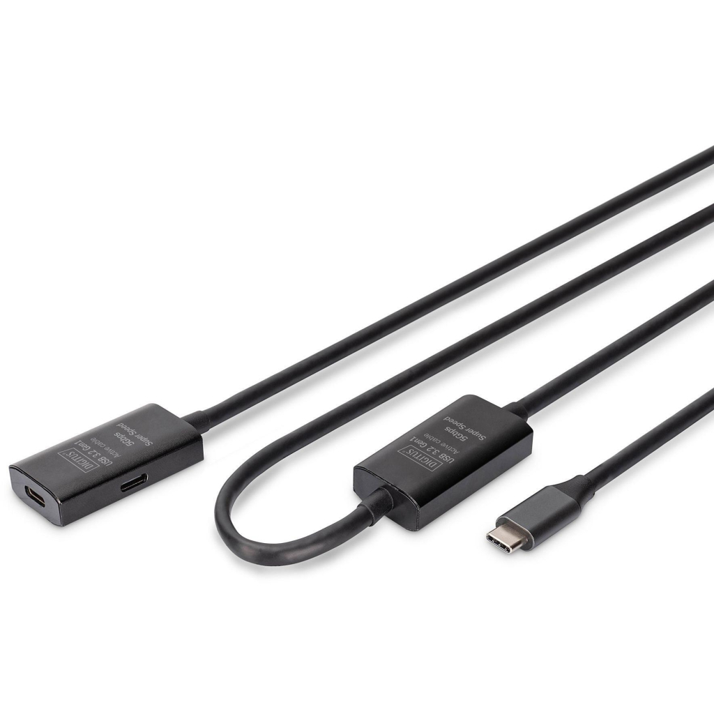 Дата кабель USB-С to USB-C 10.0m M/F USB3.2 Gen1 Active 5G Digitus (DA-73109) - фото 1
