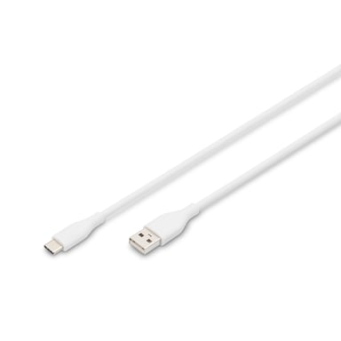 Дата кабель USB 2.0 AM to USB-C 2.0m 60W white Digitus (AK-300340-020-W) - фото 1