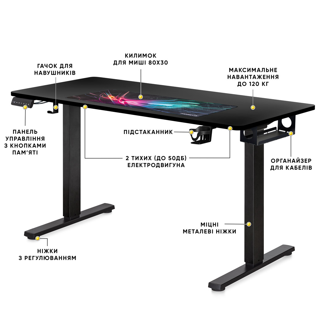 Комп'ютерний стіл Mealux PowerDesk Duo Black (EVO-242 Duo B/B) - фото 4 Комп'ютерний стіл Mealux PowerDesk Duo Black (EVO-242 Duo B/B) - фото 4