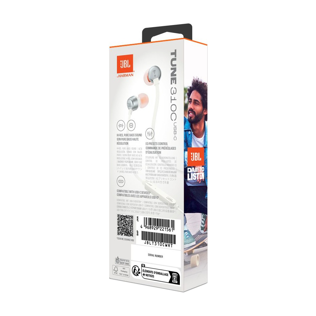 Навушники JBL Tune 310C USB-C White (JBLT310CWHT) - фото 10 Навушники JBL Tune 310C USB-C White (JBLT310CWHT) - фото 10