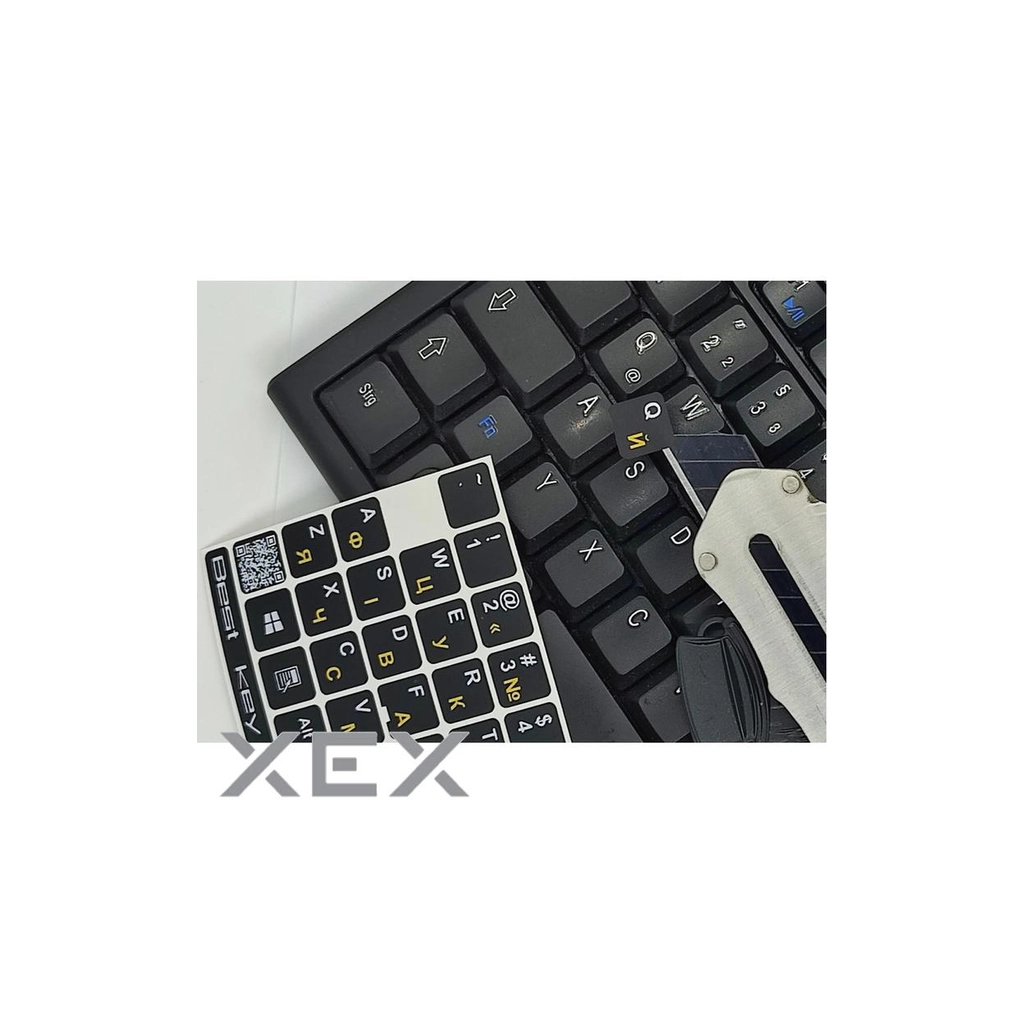 Наклейка на клавіатуру BestKey непрозора чорна, 76, жовтий (BKU13YEL/012) - фото 2 Наклейка на клавіатуру BestKey непрозора чорна, 76, жовтий (BKU13YEL/012) - фото 2