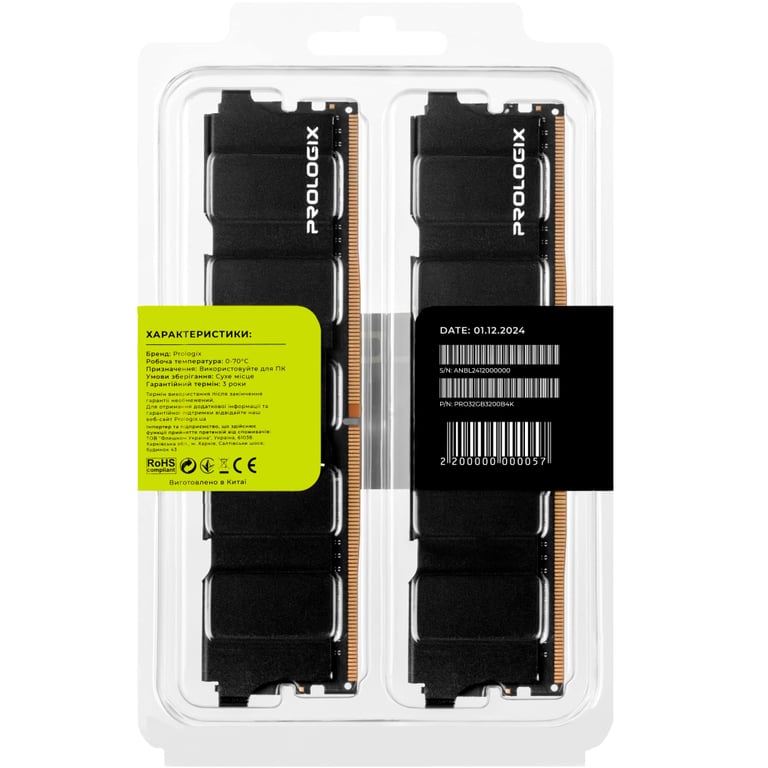 Модуль пам'яті для комп'ютера DDR4 32GB (2x16GB) 3200 MHz Black Prologix (PRO32GB3200B4K) - фото 7