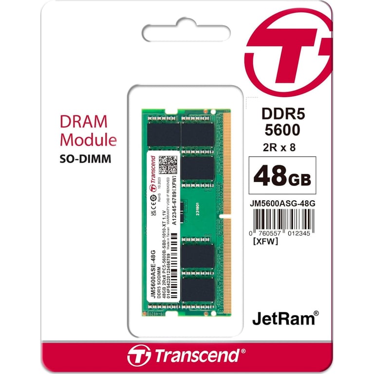 Модуль пам'яті для ноутбука SoDIMM DDR5 48GB 5600 MHz Transcend (JM5600ASE-48G) - фото 2