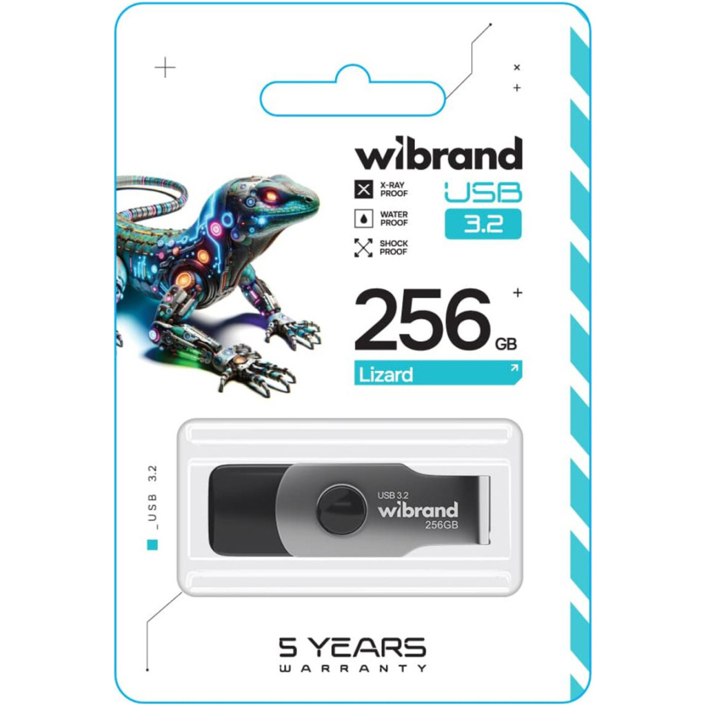USB флеш накопичувач Wibrand 256GB Lizard Black USB 3.2 (WI3.2/LI256P9B) - фото 3 USB флеш накопичувач Wibrand 256GB Lizard Black USB 3.2 (WI3.2/LI256P9B) - фото 3
