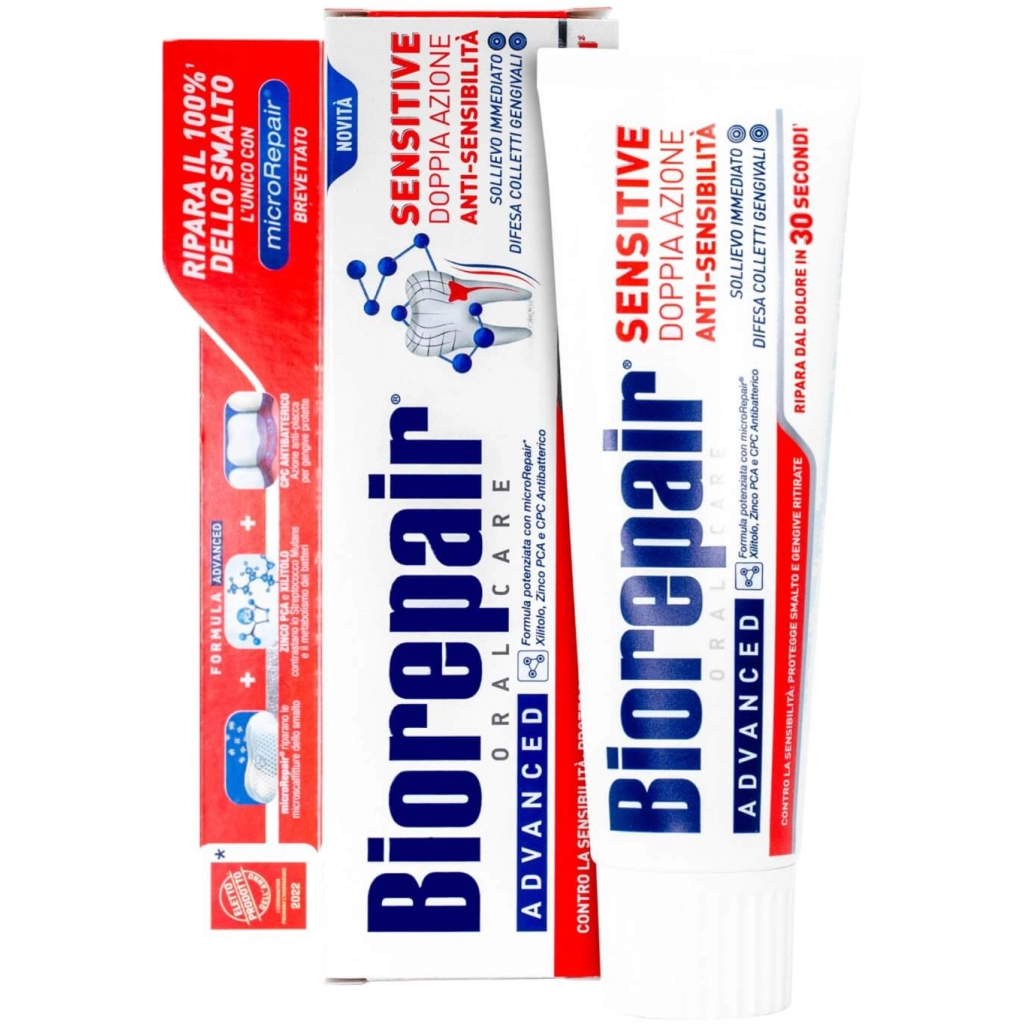 Зубна паста Biorepair Позбавлення чутливості Подвійна дія 75 мл (8017331077849) - фото 2 Зубна паста Biorepair Позбавлення чутливості Подвійна дія 75 мл (8017331077849) - фото 2