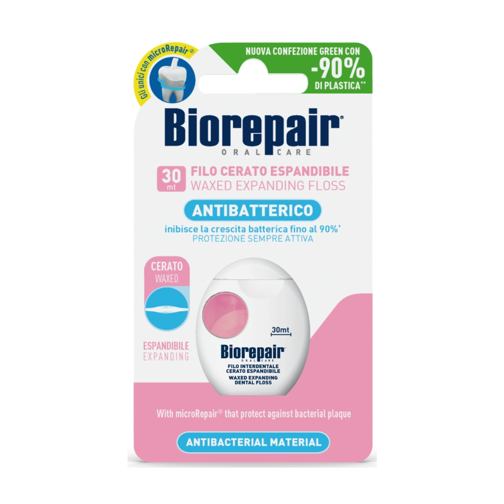 Зубна нитка Biorepair Захист ясен Розширювальна з гідроксиапатитом і гіалуроновою кислотою 30 м (8017331058244) - фото 1 Зубна нитка Biorepair Захист ясен Розширювальна з гідроксиапатитом і гіалуроновою кислотою 30 м (8017331058244) - фото 1
