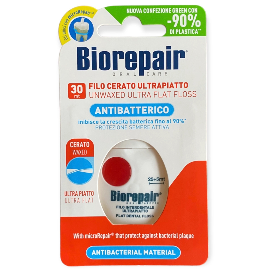 Зубна нитка Biorepair Позбавлення чутливості з гідроксиапатитом і цинком РСА 30 м (8017331058268) - фото 1 Зубна нитка Biorepair Позбавлення чутливості з гідроксиапатитом і цинком РСА 30 м (8017331058268) - фото 1