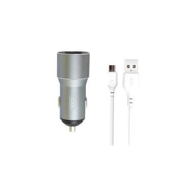 Зарядний пристрій XO TZ09 2.4A/2 USB + cable microUSB Grey (XO-TZ09M-GR) - фото 1