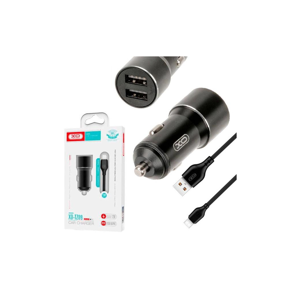 Зарядний пристрій XO TZ09 2.4A/2 USB + cable Type-C Black (XO-TZ09T-BK) - фото 3 Зарядний пристрій XO TZ09 2.4A/2 USB + cable Type-C Black (XO-TZ09T-BK) - фото 3