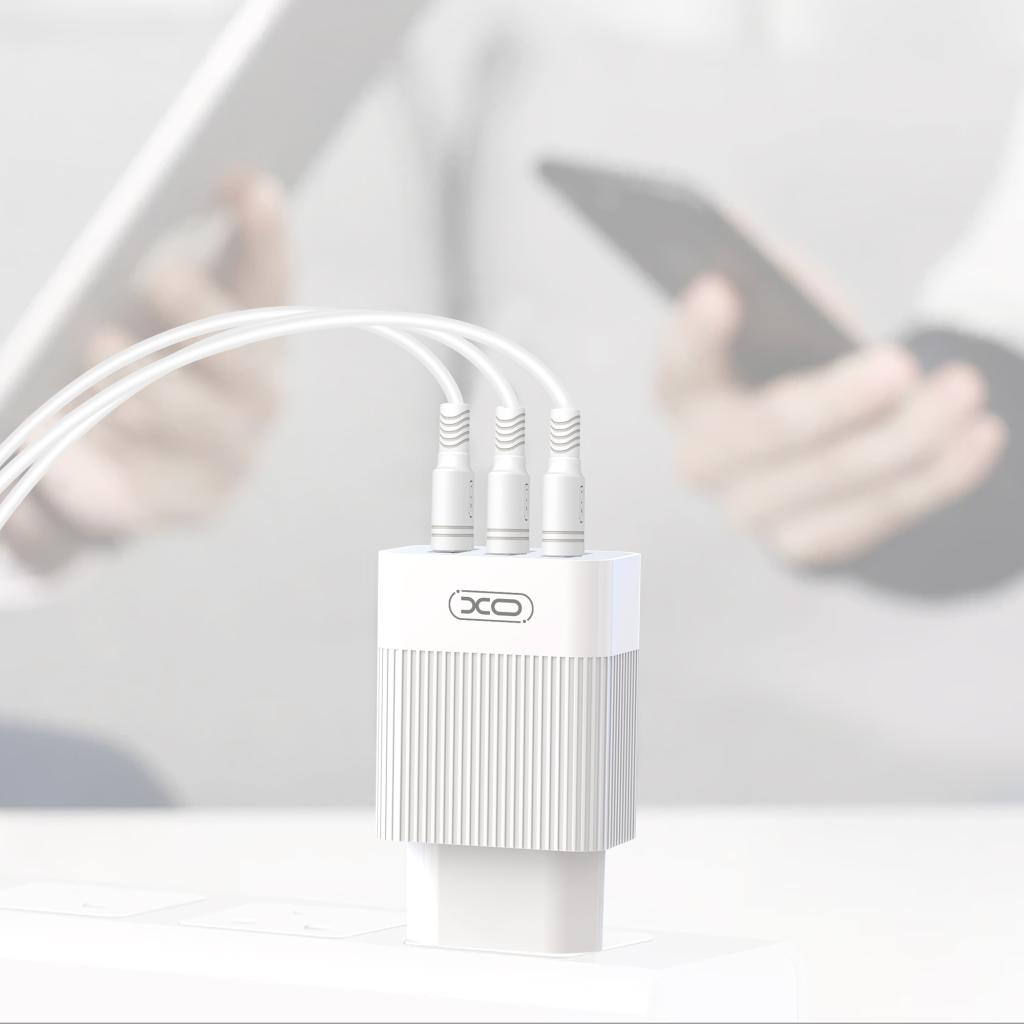 Зарядний пристрій XO QC 3.0 L72 30W (18W/1USB + 2.4A/2 USB) + cable Lightning White (XO-L72i-WH) - фото 2 Зарядний пристрій XO QC 3.0 L72 30W (18W/1USB + 2.4A/2 USB) + cable Lightning White (XO-L72i-WH) - фото 2