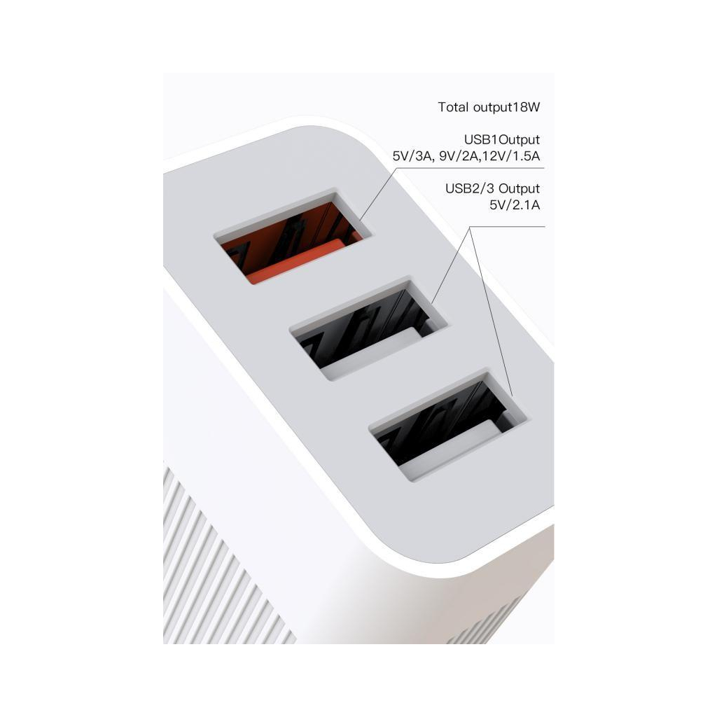 Зарядний пристрій XO QC 3.0 L72 30W (18W/1USB + 2.4A/2 USB) + cable Lightning White (XO-L72i-WH) - фото 3 Зарядний пристрій XO QC 3.0 L72 30W (18W/1USB + 2.4A/2 USB) + cable Lightning White (XO-L72i-WH) - фото 3