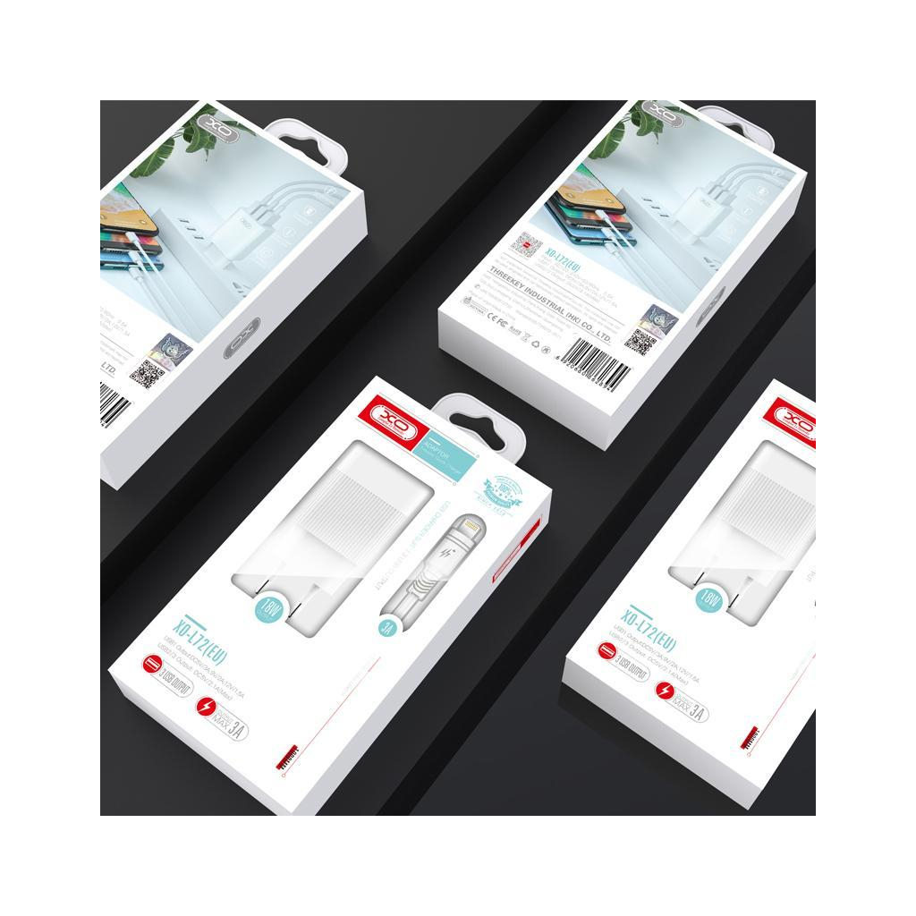 Зарядний пристрій XO QC 3.0 L72 30W (18W/1USB + 2.4A/2 USB) + cable Lightning White (XO-L72i-WH) - фото 7 Зарядний пристрій XO QC 3.0 L72 30W (18W/1USB + 2.4A/2 USB) + cable Lightning White (XO-L72i-WH) - фото 7