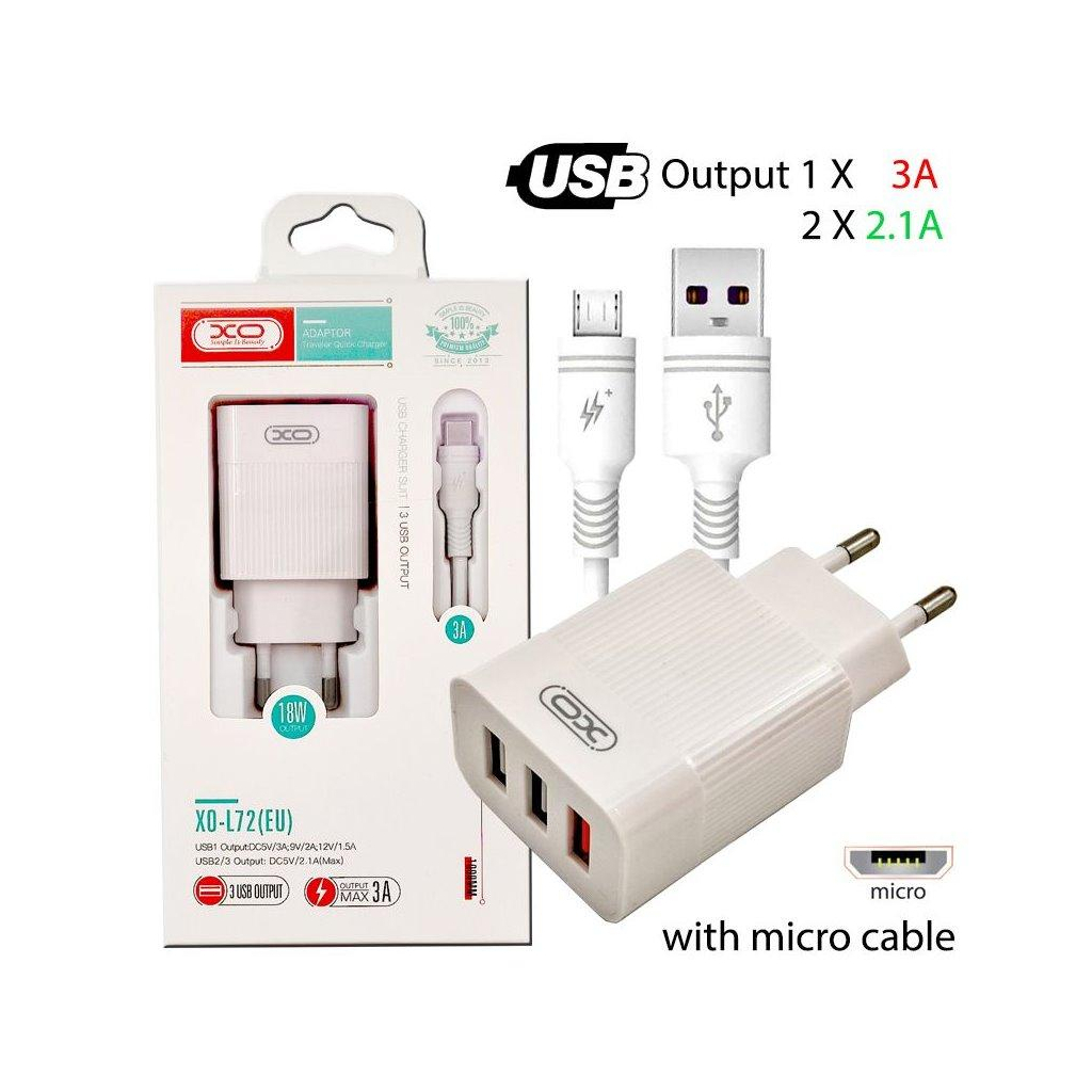 Зарядний пристрій XO L72 QC3.0 3USB +micro (XO-L72-MCR) - фото 5 Зарядний пристрій XO L72 QC3.0 3USB +micro (XO-L72-MCR) - фото 5