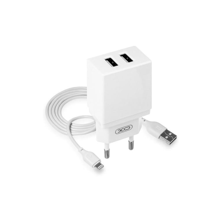 Зарядний пристрій XO L75 2USB/2.4A + Lightning White (XO-L75-L) - фото 1