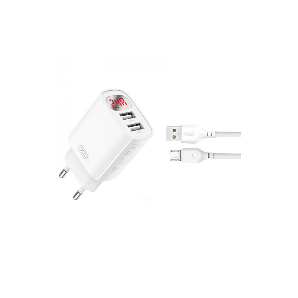 Зарядний пристрій XO L95 (2USB/2.4A) + USB - MicroUSB White (XO-L95-M) - фото 1 Зарядний пристрій XO L95 (2USB/2.4A) + USB - MicroUSB White (XO-L95-M) - фото 1