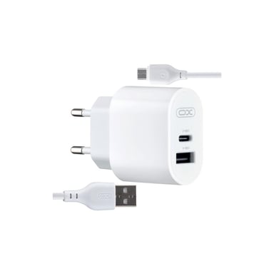 Зарядний пристрій XO L97 (1Type-C/1USB/2.4A) + USB - MicroUSB White (XO-L97-MC) - фото 1