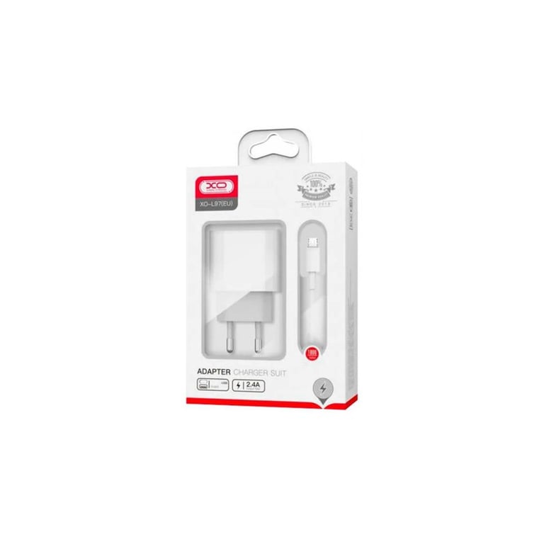 Зарядний пристрій XO L97 (1Type-C/1USB/2.4A) + USB - MicroUSB White (XO-L97-MC) - фото 2