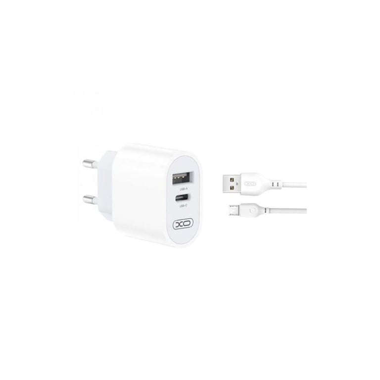 Зарядний пристрій XO L97 (1Type-C/1USB/2.4A) + USB - MicroUSB White (XO-L97-MC) - фото 5