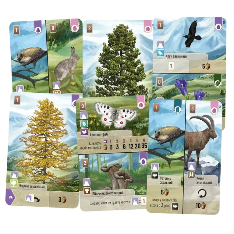 Настільна гра Lord of Boards Лісова метушня. Альпи (Forest Shuffle: Alpine Expansion) (укр.) доповнення (LOB2405UA) - фото 2