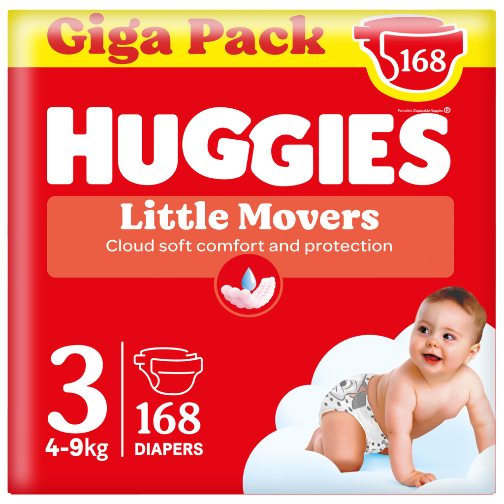 Підгузки Huggies Little Movers 3 (4-9 кг) M-pack, 168 шт (5029053577852) - фото 1 Підгузки Huggies Little Movers 3 (4-9 кг) M-pack, 168 шт (5029053577852) - фото 1