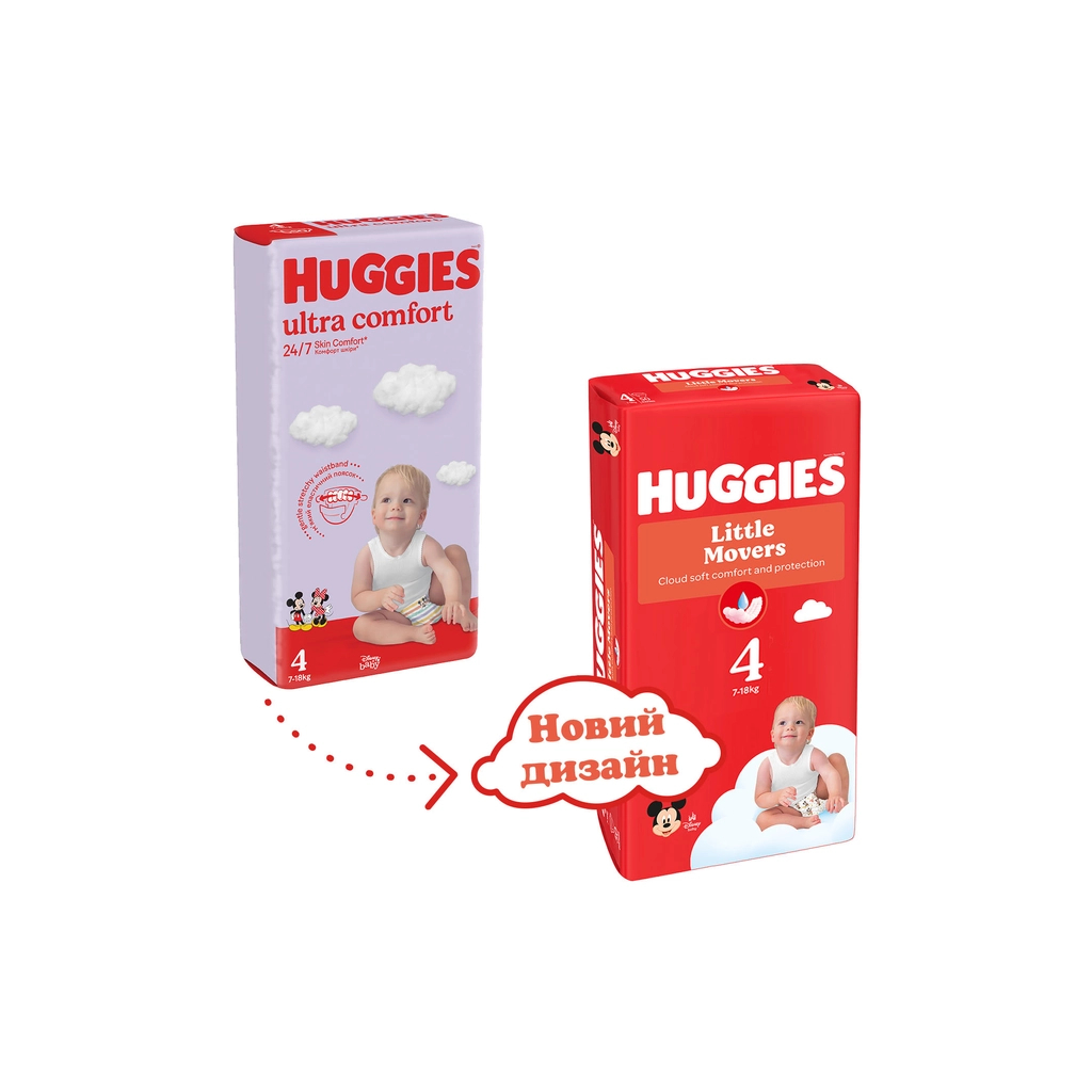Підгузки Huggies Little Movers 4 (7-18 кг) M-pack, 150 шт (5029053583402) - фото 3 Підгузки Huggies Little Movers 4 (7-18 кг) M-pack, 150 шт (5029053583402) - фото 3
