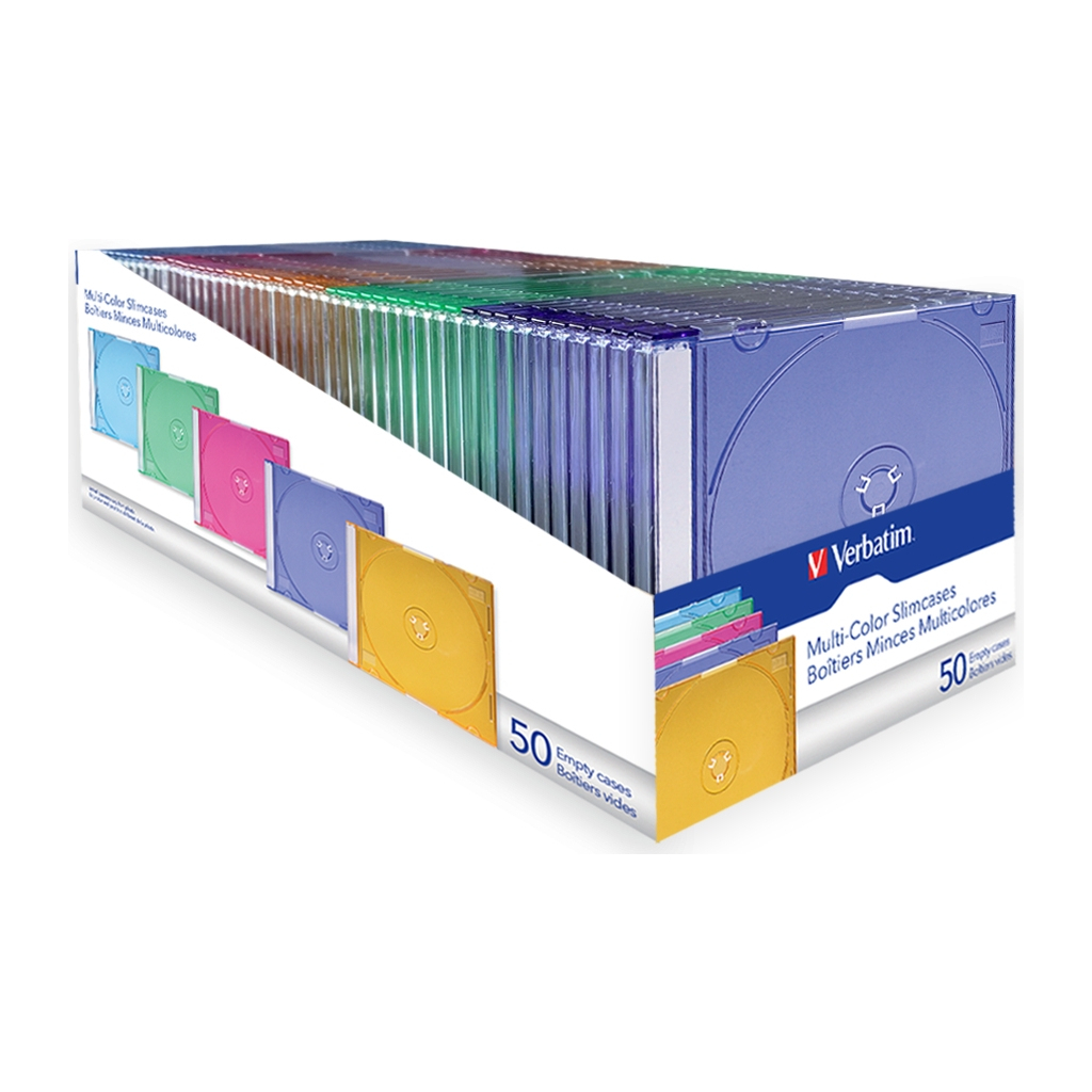 Бокс для диска CD/DVD Slimcase Assorted colours 50шт Verbatim (49973) - фото 2 Бокс для диска CD/DVD Slimcase Assorted colours 50шт Verbatim (49973) - фото 2