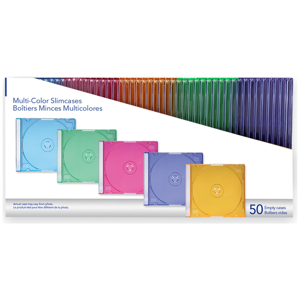 Бокс для диска CD/DVD Slimcase Assorted colours 50шт Verbatim (49973) - фото 3 Бокс для диска CD/DVD Slimcase Assorted colours 50шт Verbatim (49973) - фото 3