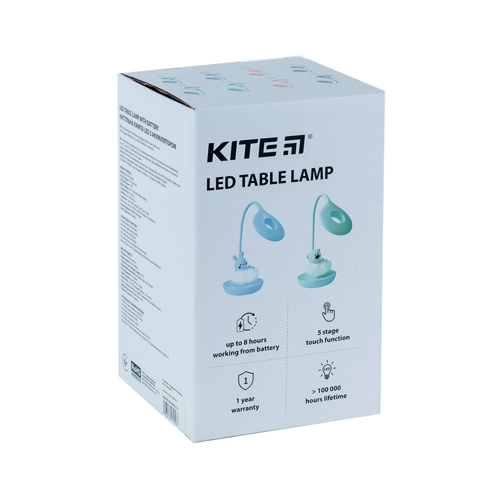 Настільна лампа Kite Cloudy Bunny LED з акумулятором, блакитна (K24-493-1-3) - фото 4 Настільна лампа Kite Cloudy Bunny LED з акумулятором, блакитна (K24-493-1-3) - фото 4