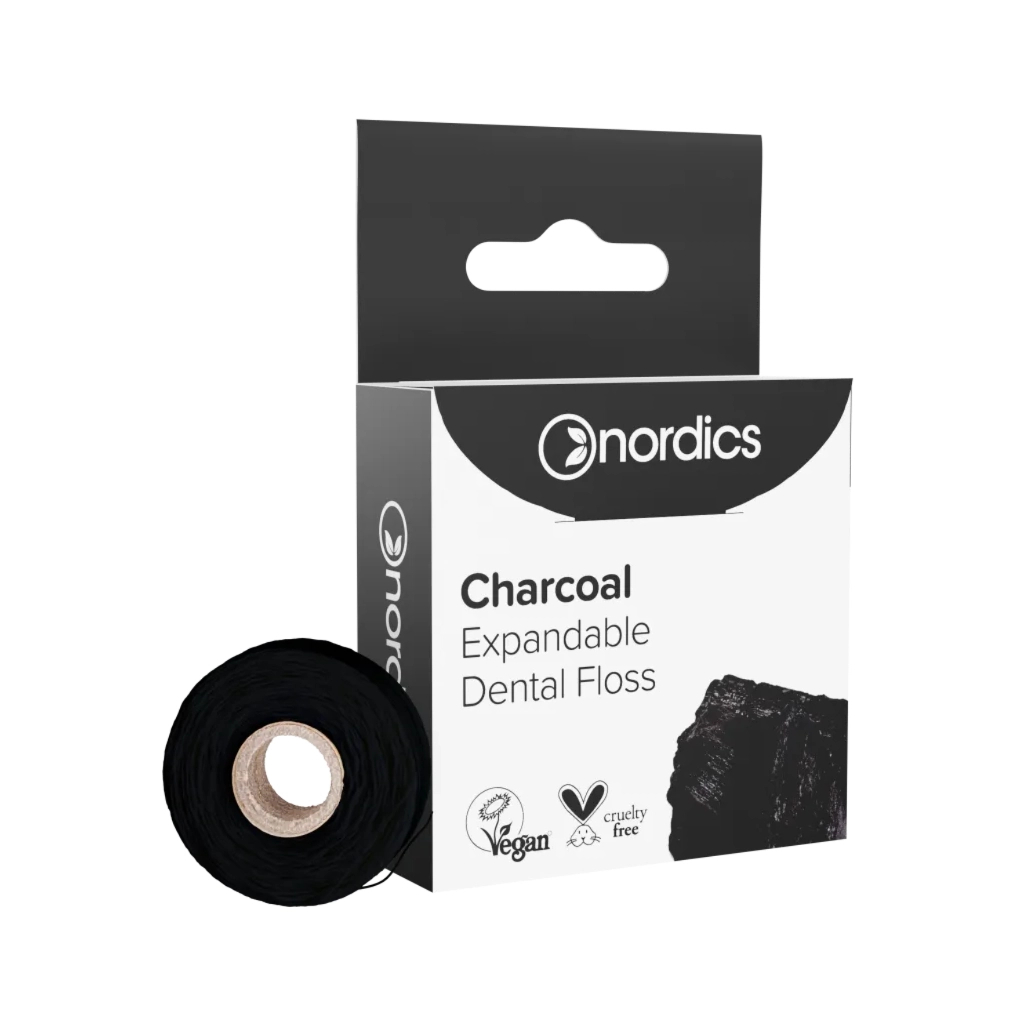 Зубна нитка Nordics З активованим вугіллям 30 м (3800500324975) - фото 1