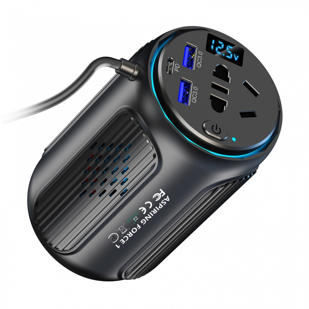 Автомобільний інвертор 12V/220V Force1 150W, PD20W Aspiring (FC.150) - фото 1 Автомобільний інвертор 12V/220V Force1 150W, PD20W Aspiring (FC.150) - фото 1