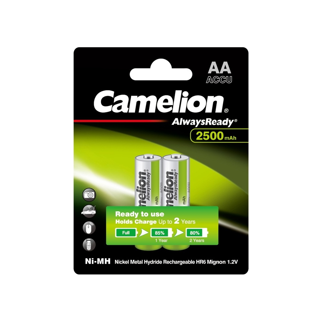 Акумулятор Camelion AA 2500mAh Ni-MH AlwaysReady * 2 R6-2BL (NH-AA2500АRBP2) - фото 1